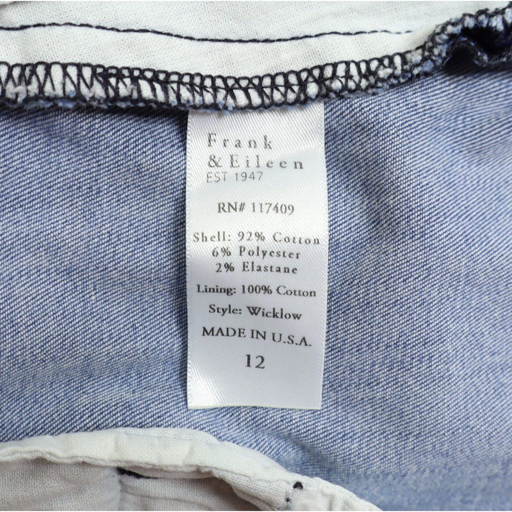 Frank & Eileen 1947 Women's Wicklow Wash Italian Performance Denim Blue Sz 12 - Picture 5 of 8